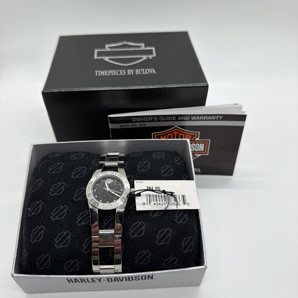 20034 Harley-Davidson Women's Bulova Silver Tone Metal Band Watch- 76L15- NIB
